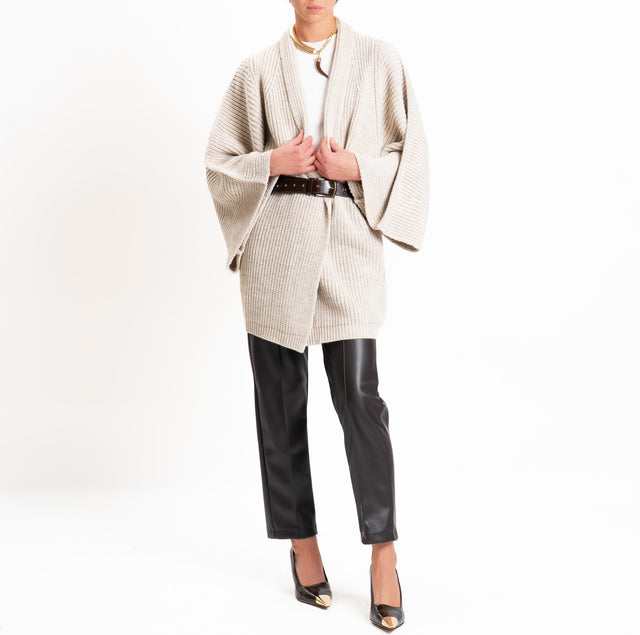 Vicolo-Cardigan a coste misto alpaca - beige