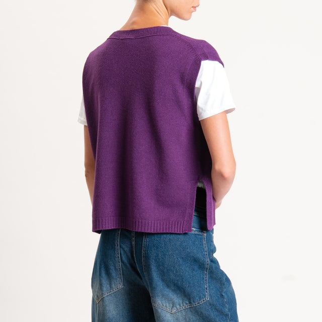 Vicolo-Gilet misto angora spacchi laterale - peonia