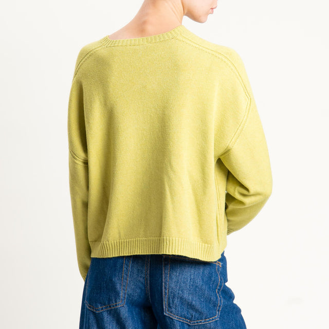 Vicolo-Maglia girocollo boxy - olio