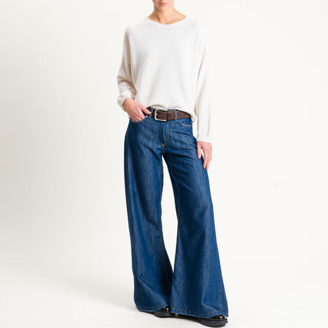 Vicolo-Maglia girocollo boxy - burro