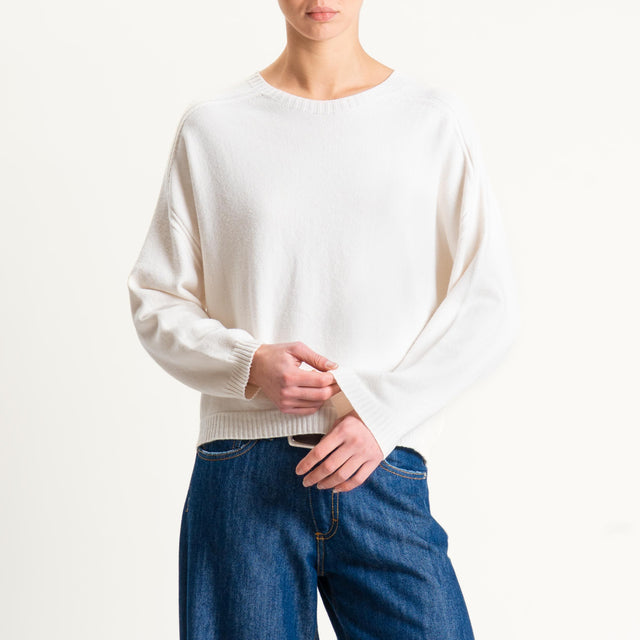 Vicolo-Maglia girocollo boxy - burro