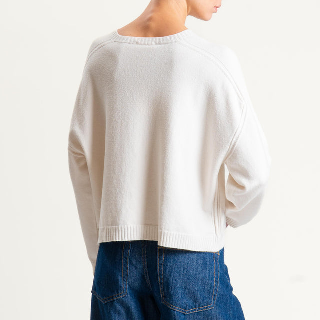 Vicolo-Maglia girocollo boxy - burro