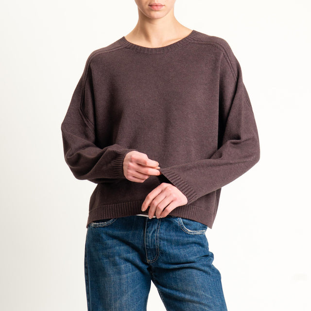 Vicolo-Maglia girocollo boxy - moro