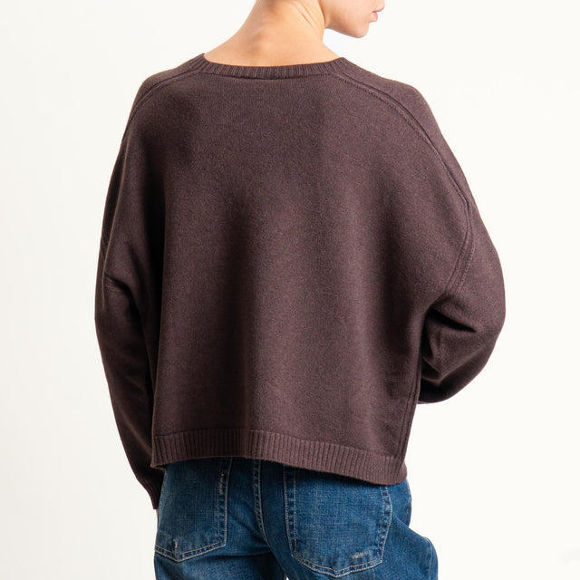 Vicolo-Maglia girocollo boxy - moro