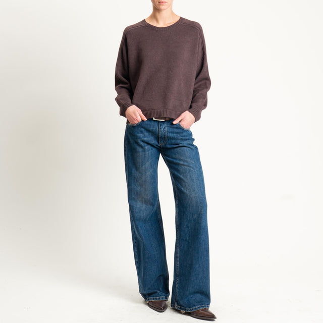 Vicolo-Maglia girocollo boxy - moro