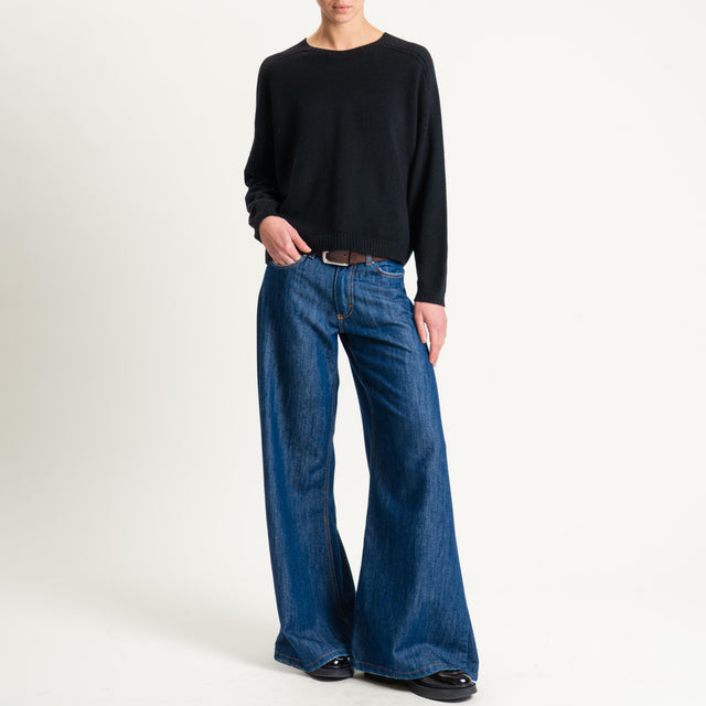 Vicolo-Maglia girocollo boxy - nero