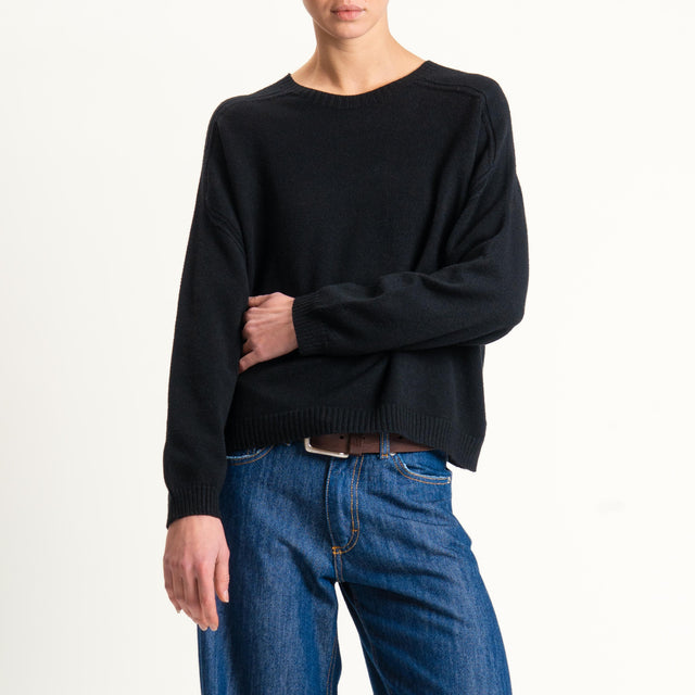 Vicolo-Maglia girocollo boxy - nero