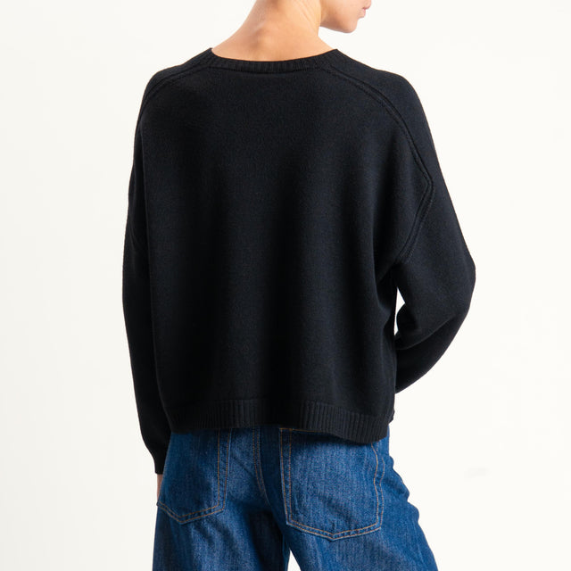 Vicolo-Maglia girocollo boxy - nero