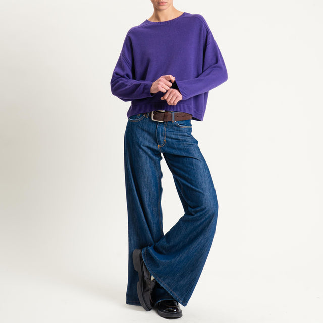 Vicolo-Maglia girocollo boxy - viola