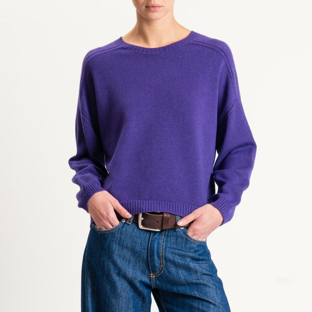 Vicolo-Maglia girocollo boxy - viola