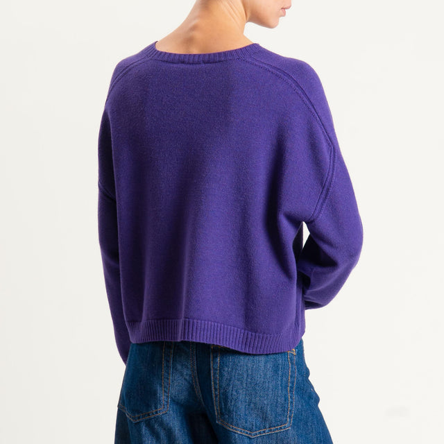 Vicolo-Maglia girocollo boxy - viola
