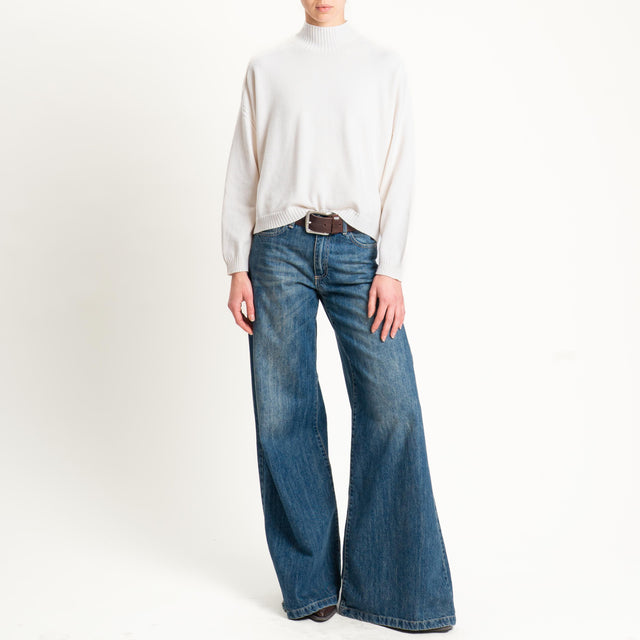 Vicolo-Maglia boxy collo montato - burro