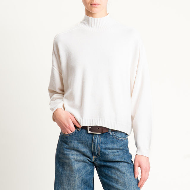 Vicolo-Maglia boxy collo montato - burro