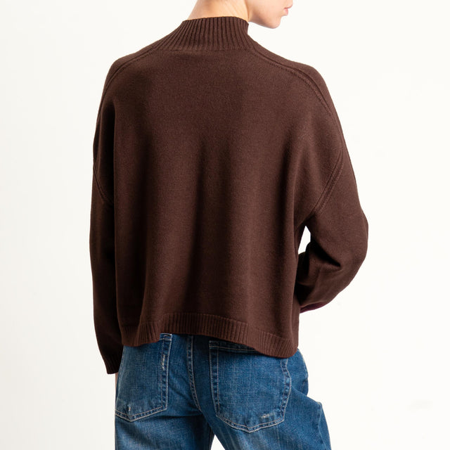 Vicolo-Maglia boxy collo montato - moro