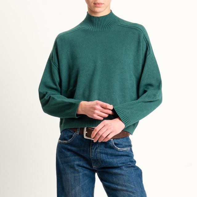 Vicolo-Maglia boxy collo montato - VERDE