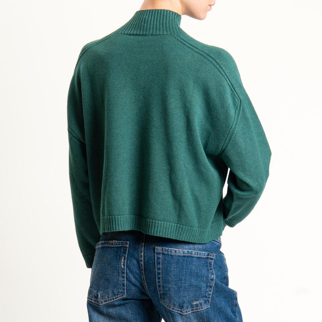 Vicolo-Maglia boxy collo montato - VERDE