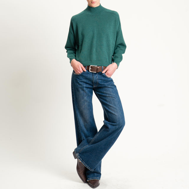 Vicolo-Maglia boxy collo montato - VERDE