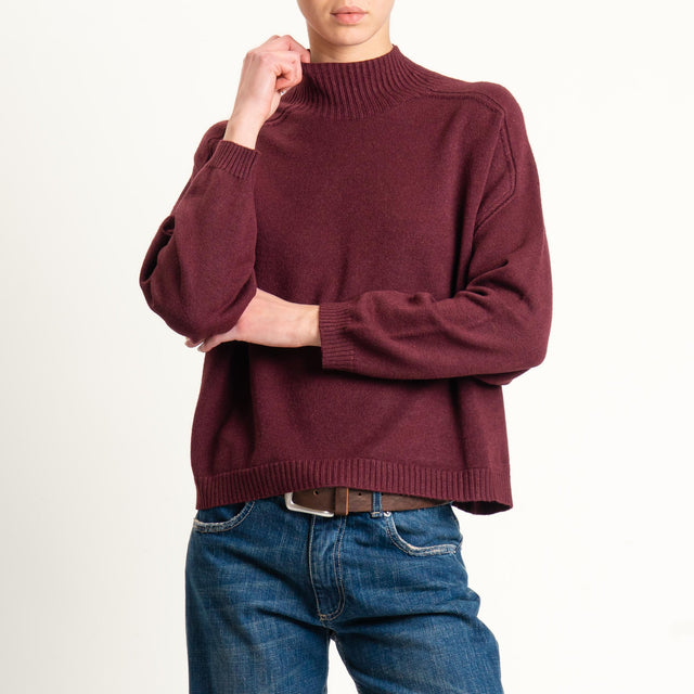 Vicolo-Maglia boxy collo montato - Bordeaux