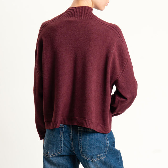 Vicolo-Maglia boxy collo montato - Bordeaux