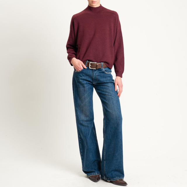 Vicolo-Maglia boxy collo montato - Bordeaux