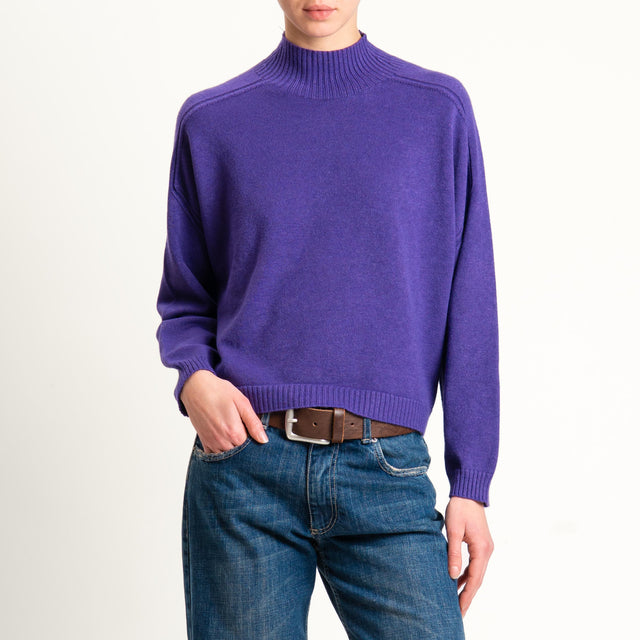 Vicolo-Maglia boxy collo montato - viola
