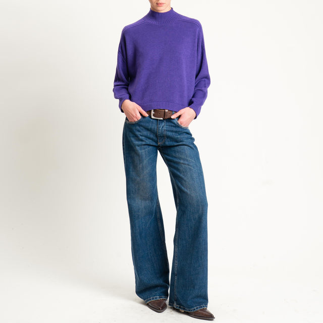 Vicolo-Maglia boxy collo montato - viola