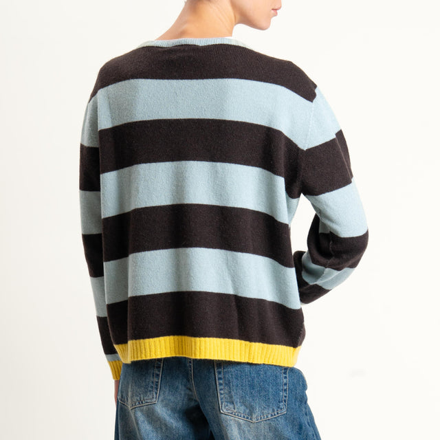 Vicolo-Maglia a righe lana e cashmere - polvere/moro/giallo