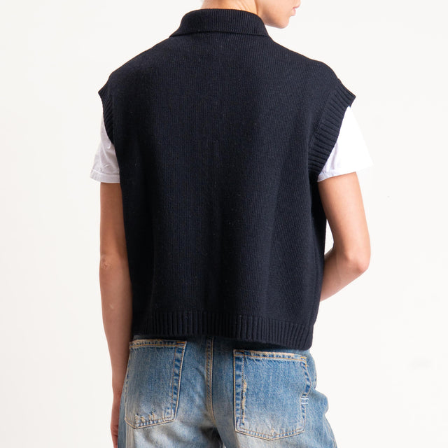 Vicolo-Gilet a polo misto cashmere - nero