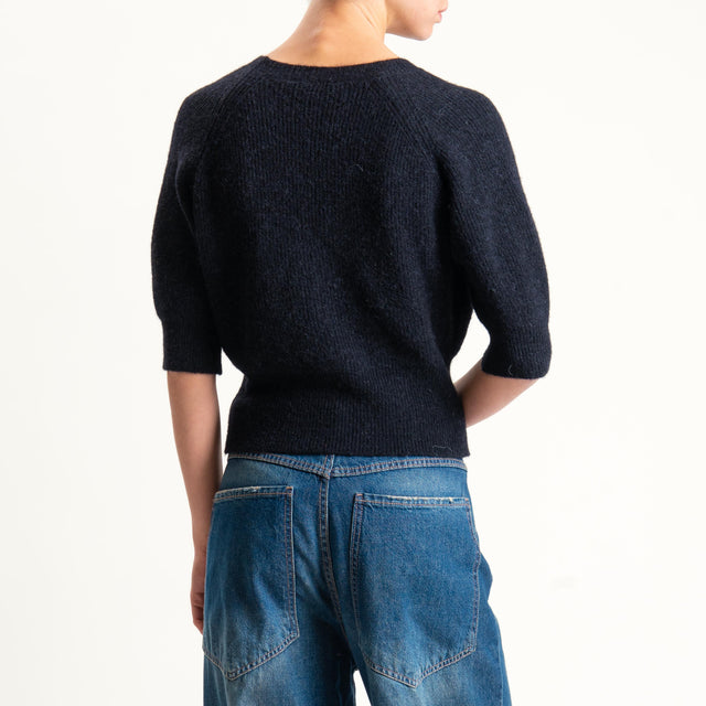Vicolo-Maglia misto alpaca manica 3/4 - nero
