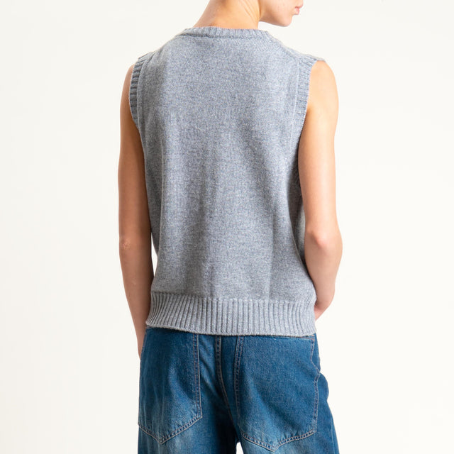 Vicolo-Gilet misto cashmere con tasche - grigio melange