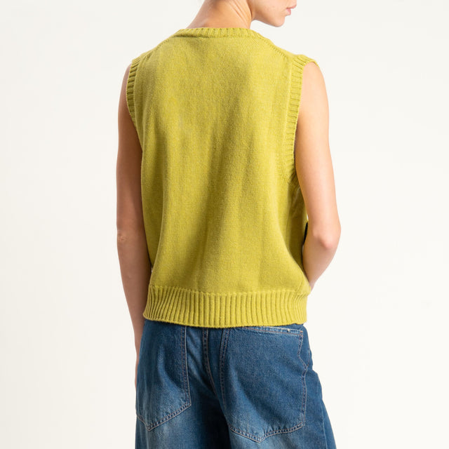 Vicolo-Gilet misto cashmere con tasche - olio