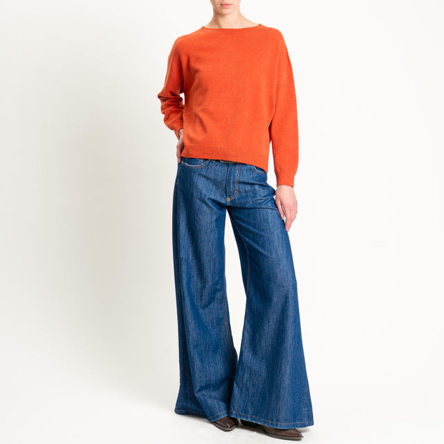 Vicolo-Maglia girocollo boxy spacchi laterali - orange