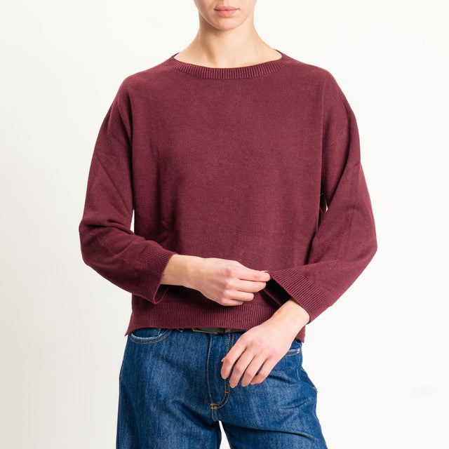 Vicolo-Maglia girocollo boxy spacchi laterali - Bordeaux