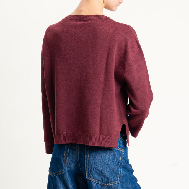 Vicolo-Maglia girocollo boxy spacchi laterali - Bordeaux