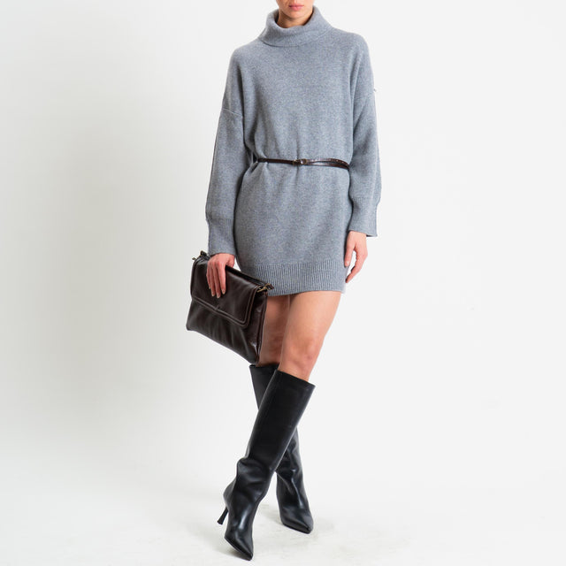 Vicolo-Abito/maxi maglia collo alto - grigio