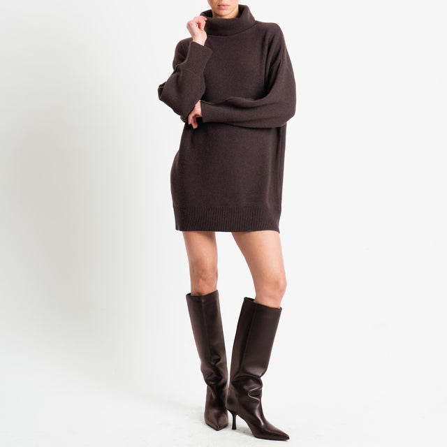 Vicolo-Abito/maxi maglia collo alto - moro