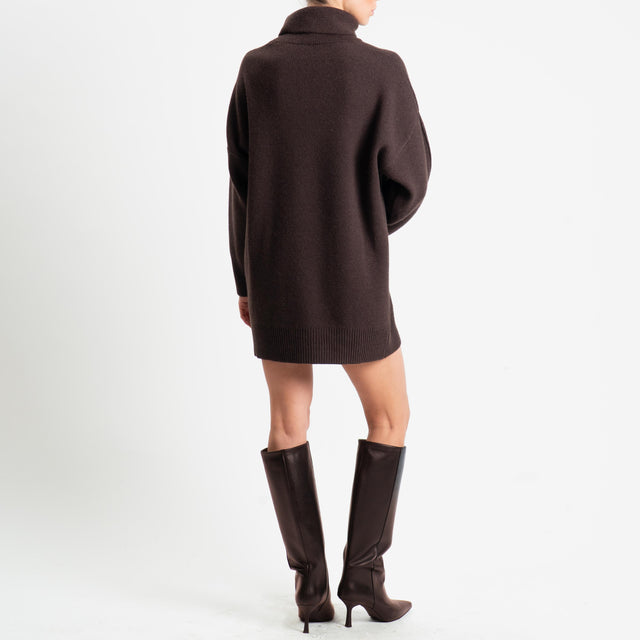 Vicolo-Abito/maxi maglia collo alto - moro