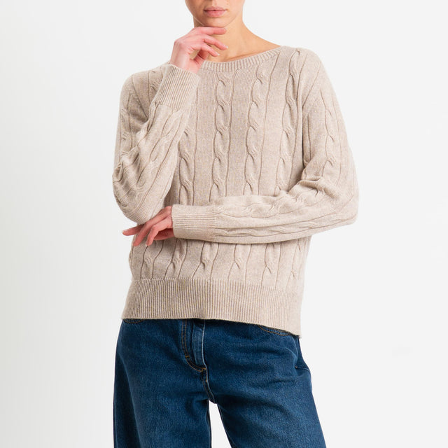 Vicolo-Maglia trecce misto cashmere - beige