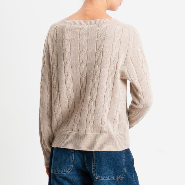 Vicolo-Maglia trecce misto cashmere - beige