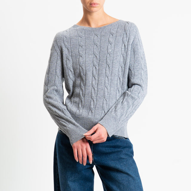 Vicolo-Maglia trecce misto cashmere - grigio