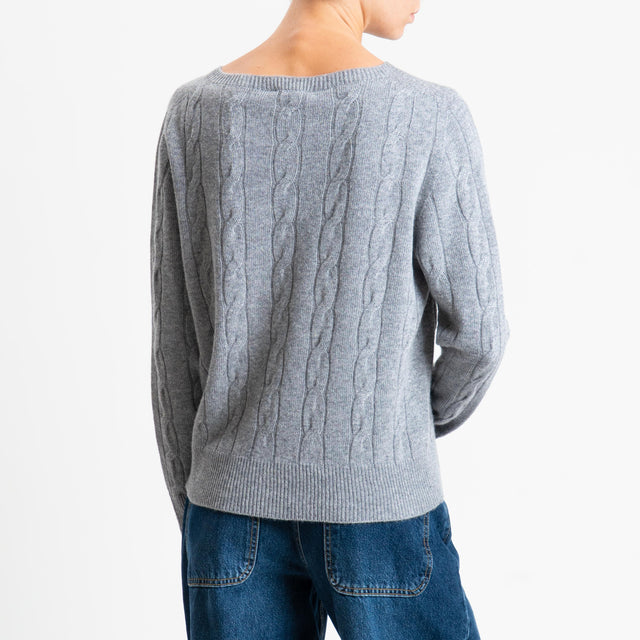 Vicolo-Maglia trecce misto cashmere - grigio