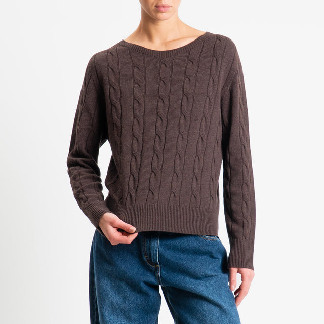 Vicolo-Maglia trecce misto cashmere - moro