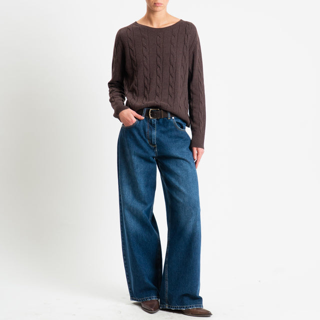 Vicolo-Maglia trecce misto cashmere - moro