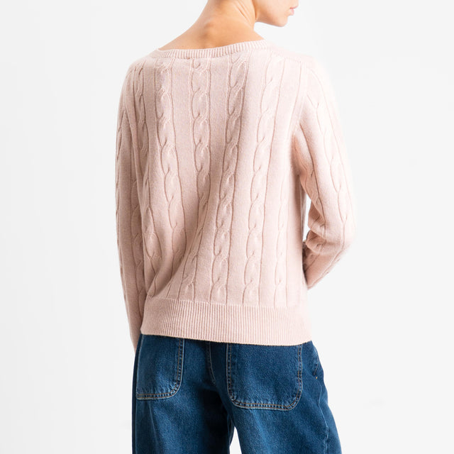 Vicolo-Maglia trecce misto cashmere - rosa