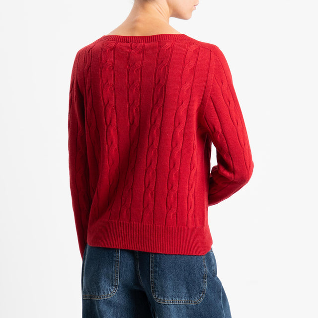Vicolo-Maglia trecce misto cashmere - rosso