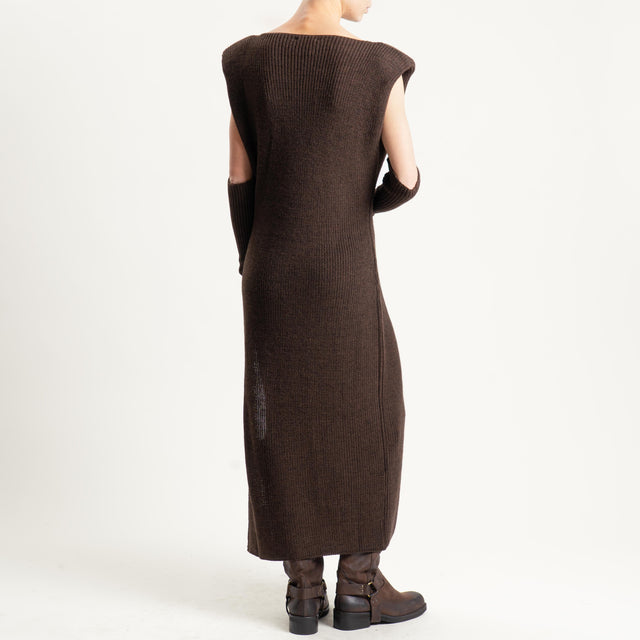 Vicolo-Abito smanicato misto alpaca con manicotti - moro