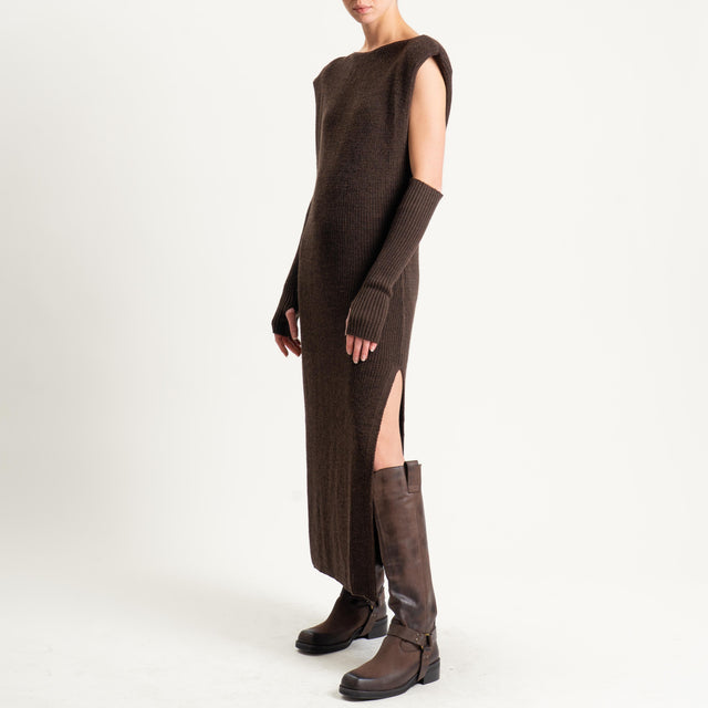 Vicolo-Abito smanicato misto alpaca con manicotti - moro