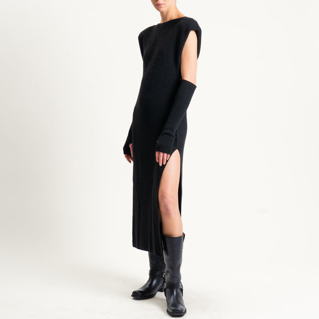 Vicolo-Abito smanicato misto alpaca con manicotti - nero