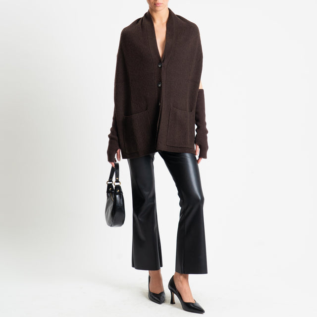 Vicolo-Davantino con manicotti misto cashmere - moro