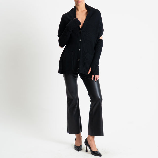 Vicolo-Davantino con manicotti misto cashmere - nero